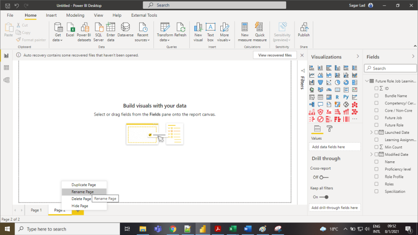 Create Pie Chart and work with Pages in Power BI Desktop